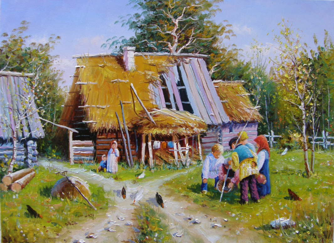 布里亚多夫·米哈伊尔 《乡村小院》30x40 сm 布面油画 2017年.png