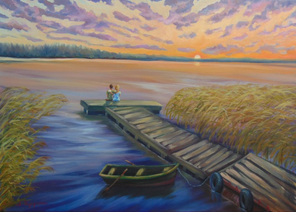 克鲁格洛娃·柳德米拉《爱人》布面油画 60x80cm 2016年.jpg