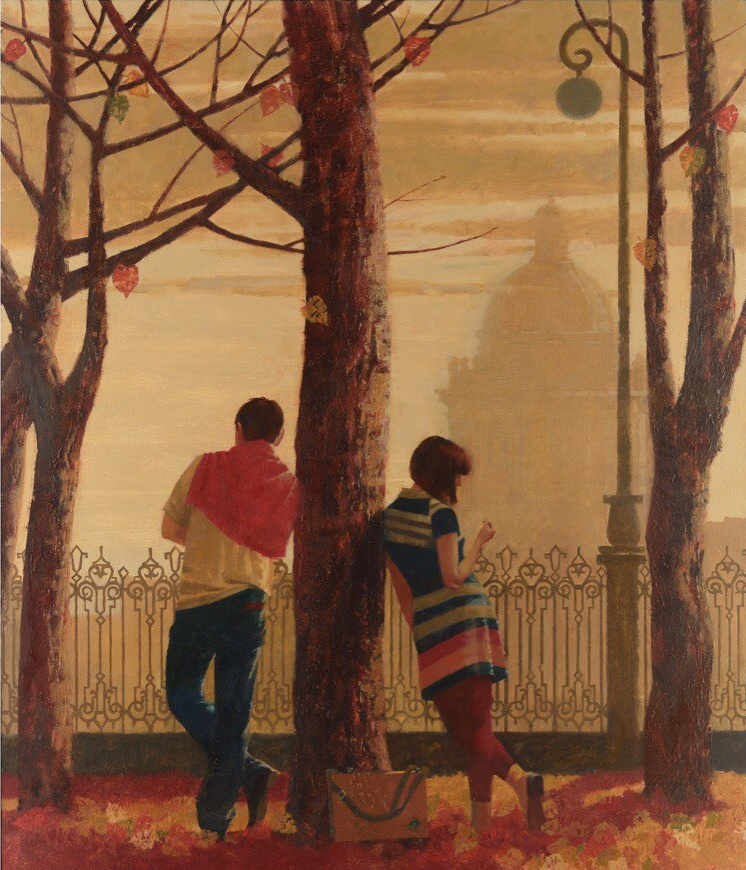 达夫列特申·叶夫根尼娅《一对情侣》布面油画 90x77cm 2014年 .jpg